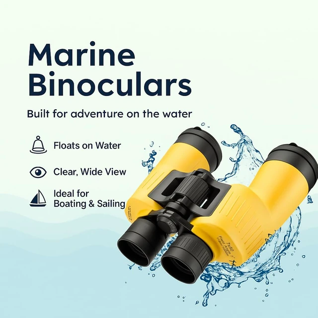 Alt view image 3 of 7 - Floatmaster 7x50 Marine Binoculars Floating, Waterproof, Fogproof, Rubber Armored Boating Binoculars with BAK-4 Prisms & Multi-Coated Optics