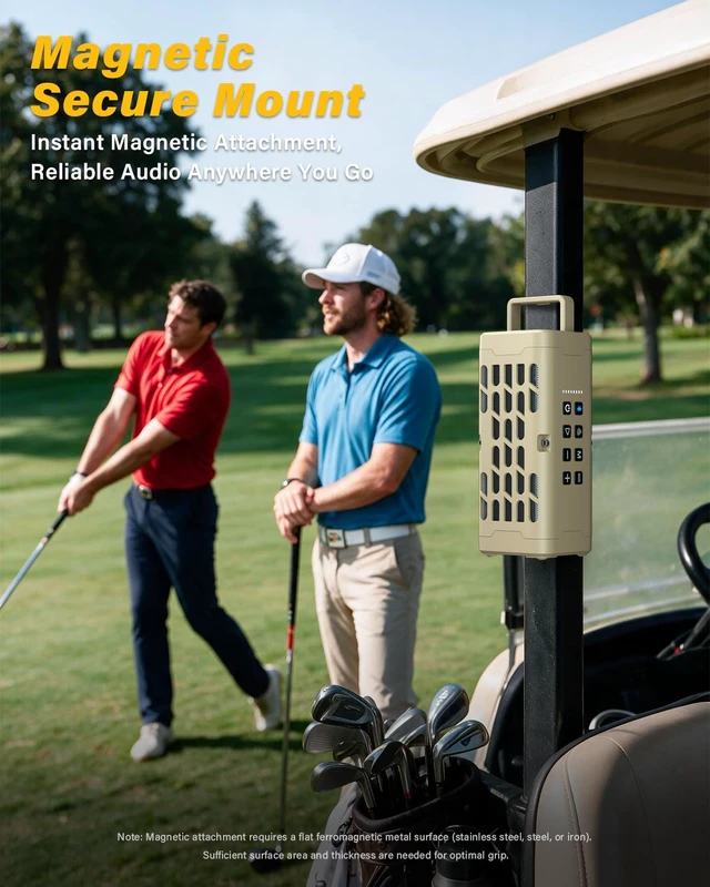 Alt view image 3 of 7 - Portable Bluetooth Speaker, Rugged Magnetic, Waterproof, Wireless Magetic Outdoor Speakers for Golf Carts & Car, Bass Boost, HD Sound, IP67, BT6.0, 24H, for Camping, Hikding, Jobsite, Travel