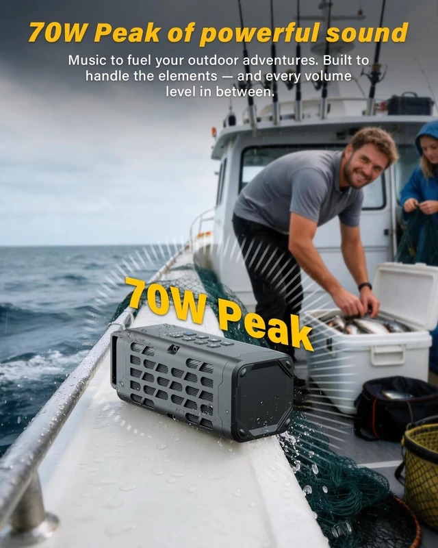 Alt view image 4 of 7 - Portable Bluetooth Speaker, Rugged Magnetic, Waterproof, Wireless Magetic Outdoor Speakers for Golf Carts & Car, Bass Boost, HD Sound, IP67, BT6.0, 24H, for Camping, Hikding, Jobsite, Travel