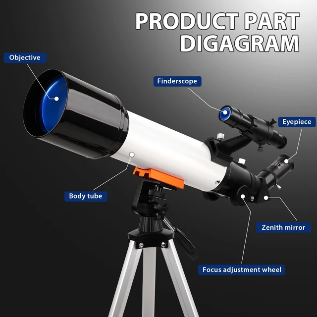 Alt view image 6 of 7 - Telescope, 70mm Aperture Portable Refractor Telescopes for Astronomy Beginners, 500mm Professional Travel Telescope with Carry Bag, White