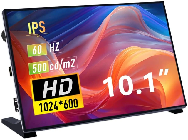 Main image of 10.1 Inch LCD Screen for Raspberry Pi, 1024x600 IPS LCD Display, HDMI Portable Monitor for Raspberry Pi 5/Pi 4B/3B+/3B/B+/Zero/400, Win11/10/8/7, Free Driver (Non-Touch)