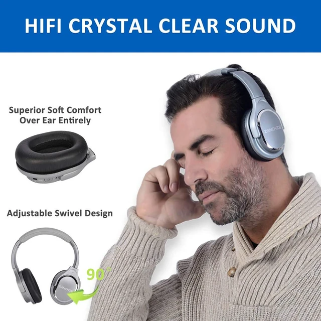 Alt view image 2 of 7 - TV Wireless Headphones RF Transmitter Charging Dock for Seniors Over Ear Headsets Digital HiFi Stereo TV Watching Headsets Ideal Hearing Impaired Parants Works with Optical AUX RCA