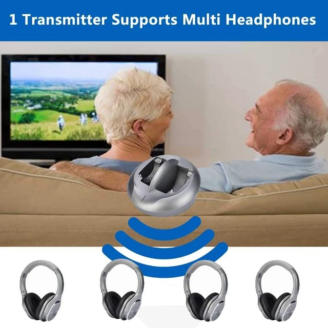 Alt view image 4 of 7 - TV Wireless Headphones RF Transmitter Charging Dock for Seniors Over Ear Headsets Digital HiFi Stereo TV Watching Headsets Ideal Hearing Impaired Parants Works with Optical AUX RCA