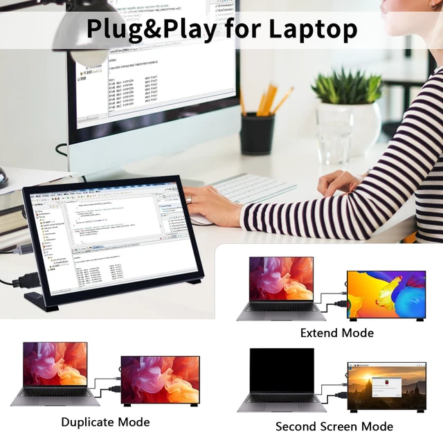 Alt view image 3 of 7 - 10.1 Inch LCD Screen for Raspberry Pi, 1024x600 IPS LCD Display, HDMI Portable Monitor for Raspberry Pi 5/Pi 4B/3B+/3B/B+/Zero/400, Win11/10/8/7, Free Driver (Non-Touch)