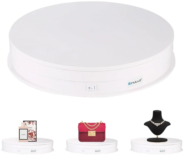 Main image of 360 Degree Photography Turntable Rotating Display Stand, 11.2in(28cm) Diameter 360 Degree Turntable Display Stand for Photography Video Shooting Props Jewelry, Max Load 44Lb (White)