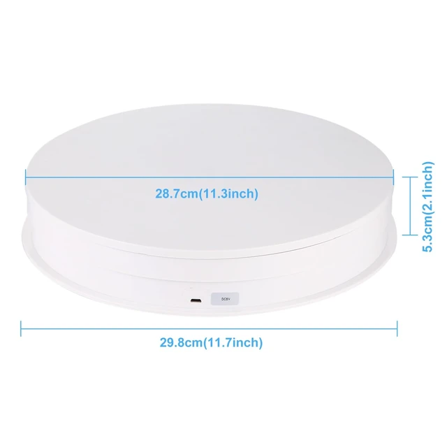 Alt view image 2 of 7 - 360 Degree Photography Turntable Rotating Display Stand, 11.2in(28cm) Diameter 360 Degree Turntable Display Stand for Photography Video Shooting Props Jewelry, Max Load 44Lb (White)
