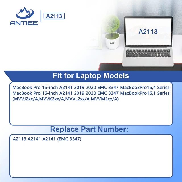 Alt view image 4 of 7 - A2141 Battery Compatible with MacBook Pro 16-inchA2113 98Wh Capacity for Dependable Power Built-In Protection for Safe Charging Compatible With 2019-2020 Models