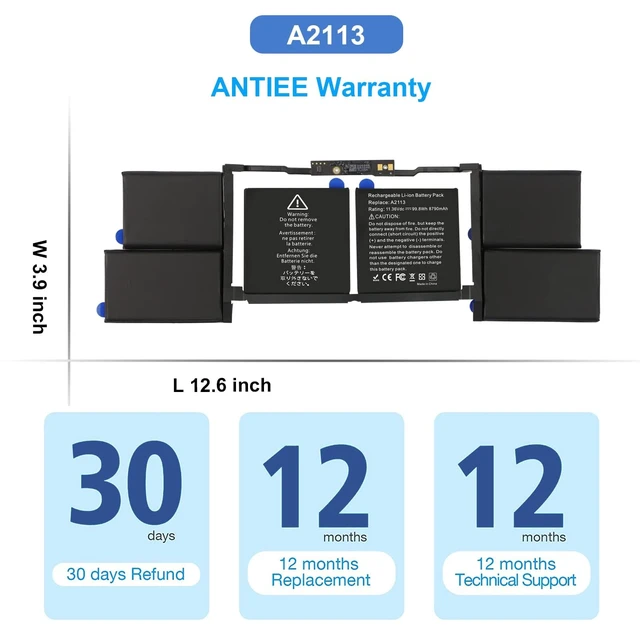 Alt view image 7 of 7 - A2141 Battery Compatible with MacBook Pro 16-inchA2113 98Wh Capacity for Dependable Power Built-In Protection for Safe Charging Compatible With 2019-2020 Models