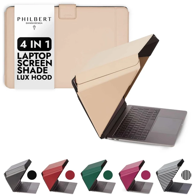 Main image of 4-in-1 Laptop Screen Shade Original Lux Hood Sun, Privacy, Heat & Contrast Protection, Freestanding with Pocket, Fits 1516 MacBook & PC, Patented, Beige