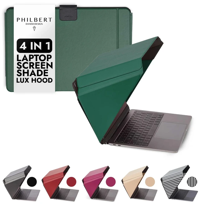 Main image of 4-in-1 Laptop Screen Shade Original Lux Hood Sun, Privacy, Heat & Contrast Protection, Freestanding with Pocket, Fits 1516 MacBook & PC, Patented, Green