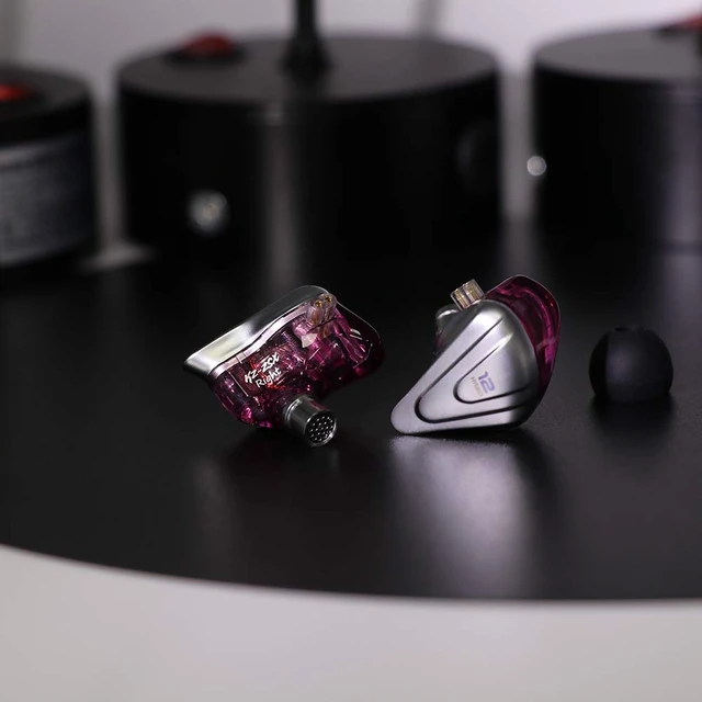 Alt view image 5 of 7 - KZ ZSX 5BA+1DD 6 Driver Hybrid in-Ear HiFi Earphones with Zinc Alloy Faceplate, Recessed 2 Pin Detachable Cable for Audiophile Musician, w/, Mic, Purple