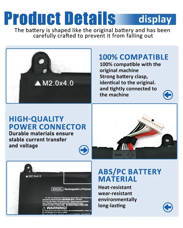 Alt view image 4 of 7 - N59787-005 BX03XL Battery for HP ZBook Firefly 14 16 G11 Series for HP EliteBook 830 835 840 845 860 865 G11 Series BX03056XL TPN-IB0Y HSTNN-OB3H N59733-AC1 (56.04Wh 4646mAh)