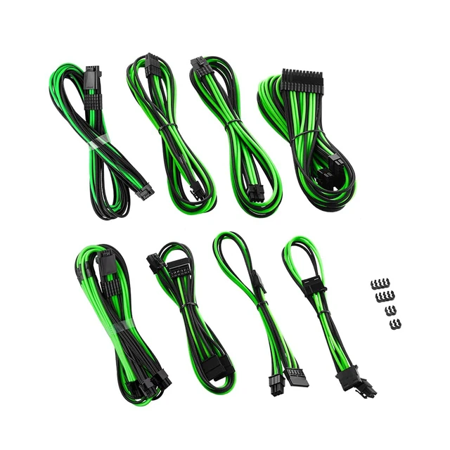 Alt view image 2 of 4 - RT-Series Pro ModMesh Sleeved 12VHPWR StealthSense Dual Cable Kit for ASUS/Seasonic/Phanteks (Black + Light Green)