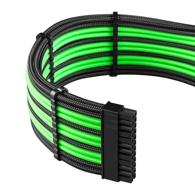 Alt view image 3 of 4 - RT-Series Pro ModMesh Sleeved 12VHPWR StealthSense Dual Cable Kit for ASUS/Seasonic/Phanteks (Black + Light Green)