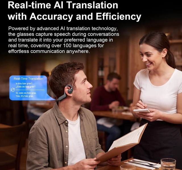 Alt view image 6 of 7 - Open-Ear Bone Conduction Headphones with Camera for Daily Life 800W Camera,EIS,Open-Ear Wireless,AI Assistant,AI Image Recognition,6.0 Bluetooth,IP54 Waterproof,Long Battery