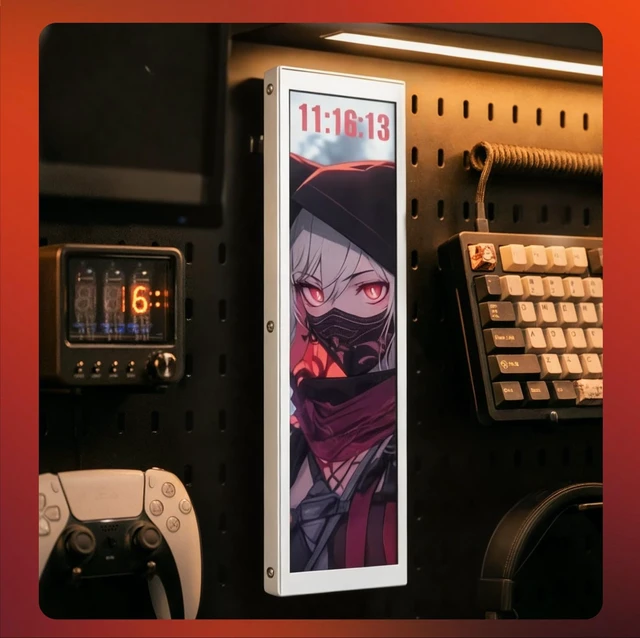 Alt view image 5 of 7 - V92 9.2" PC Case Screen, 1920x462 IPS Sensor Panel Monitor, White CPU/GPU Temp Display, No AIDA64 Needed, No HDMI Needed, USB-C/Internal 9-Pin, Aluminum Body for Gaming PC Builds