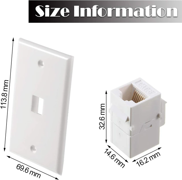 Alt view image 3 of 6 - 30 Pack Ethernet Wall Plate with Single Port Rj45 Cat6 Female to Female Wall Jack Inline Coupler Plates Ethernet Cable Faceplates (Blue)