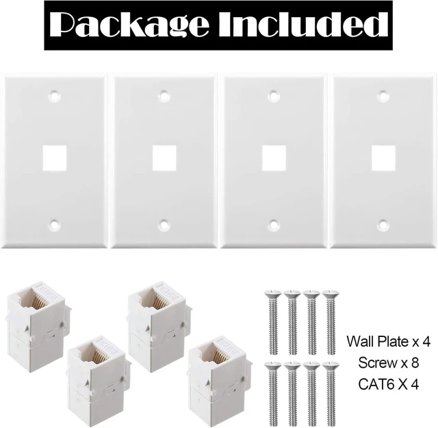 Alt view image 4 of 6 - 30 Pack Ethernet Wall Plate with Single Port Rj45 Cat6 Female to Female Wall Jack Inline Coupler Plates Ethernet Cable Faceplates (Blue)