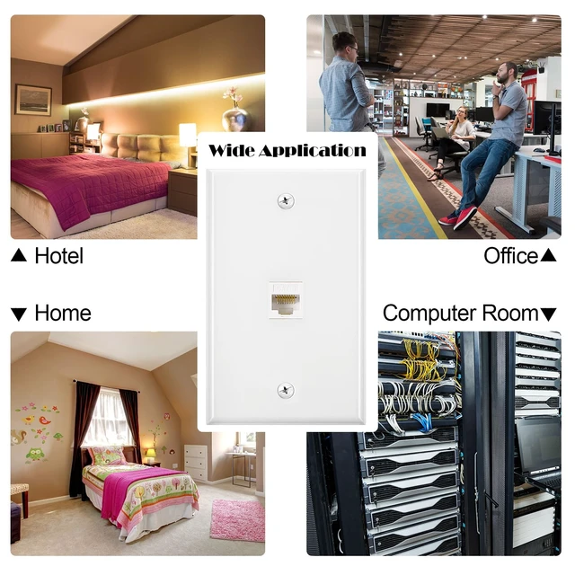 Alt view image 5 of 6 - 30 Pack Ethernet Wall Plate with Single Port Rj45 Cat6 Female to Female Wall Jack Inline Coupler Plates Ethernet Cable Faceplates (Blue)