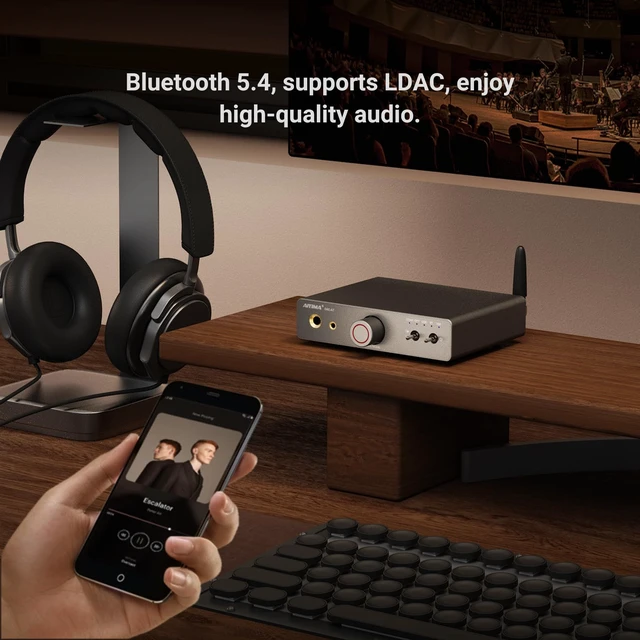 Alt view image 6 of 7 - DAC A7 Bluetooth Desktop DAC Headphone Amplifier for Music,PC,Gaming ESS ES9038Q2M DAC,QCC3084 Bluetooth,USB-C,Opt & Coax input with RCA,3.5mm and 6.35mm outputs for 16600 headphone,PS5 & Xbox