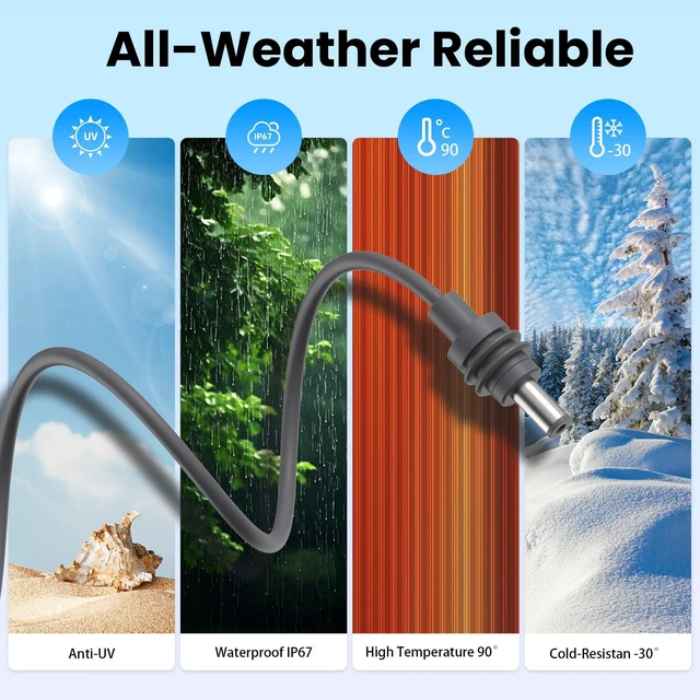 Alt view image 4 of 5 - Starlink Mini Power Cable 150FT/46M, DC5521 Male to Male DC to DC Replacement Cord, 18AWG Waterproof Mating Power Cable for Starlink Mini RV, Camping, Van, Off-Grid Outdoor Setup