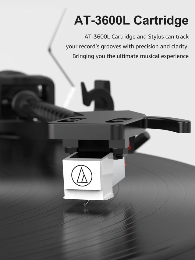 Alt view image 4 of 7 - Vinyl Record Player Turntables with Built in Speakers & Cool Light Strip All-in-one vintage turntable.Belt Drive 2-Speed Turntables with Magnetic Cartridge AT-3600L,Support RCA Output,Walnut Brown