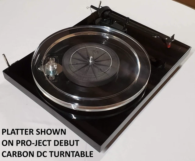 Alt view image 4 of 5 - Acrylic Platter Upgrade for Pro-Ject Debut/T1/1Xpression, Music Hall MMF-2.1/2.2/2.3/3.3/5.1/5.1se/5.3/5.3se, Angels Horn, and Crosley C6 Turntables (Clear)