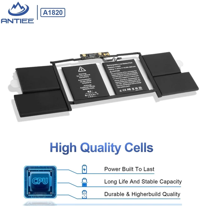 Alt view image 4 of 7 - A1820 A1707 Battery Replacement for MacBook Pro 15" (Late 2016, Mid 2017) Touch Bar EMC 3072 EMC 3162 MLH32 MLH42 MLW72 MLW82 MPTR2 MPTT2 MLH52 MLW92 MPTU2 MPTV2 MPTW2 MPTX2 76Wh 6667mAh