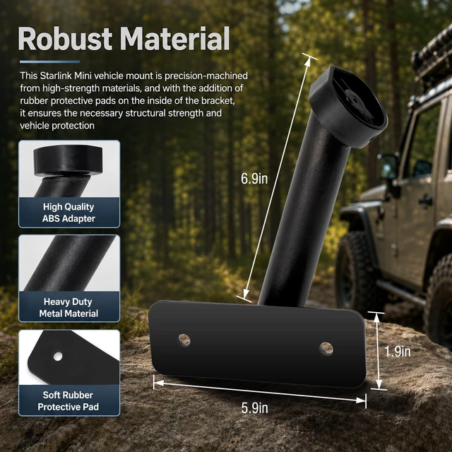 Alt view image 5 of 6 - Mount for Starlink Mini Fits Jeep Wrangler JLU 2018-2026 4-Door (Hardtop) Easy Non-Destructive Installation, Only Compatible with Starlink Mini Versions, Designed Specifically for Off-Road Use