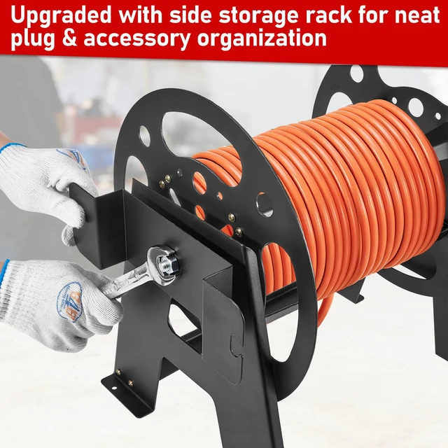Alt view image 5 of 7 - Upgraded Heavy Duty RV Extension Cord Reel Stand 50-200 FT Power Cables Features Long-Lasting Smooth Bearings and Side Storage Rack to Organize Power Plugs and Rv Electrical Accessories Neatly