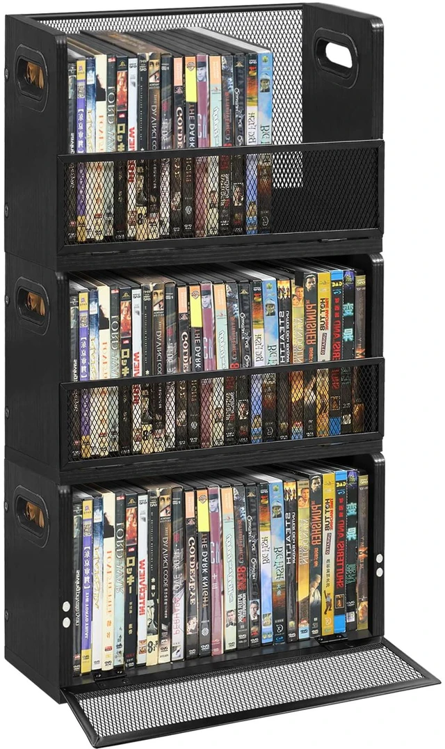 Main image of DVD Storage Rack - 3 Pack, Holds 84 DVD Cases or 96 Blu-ray Cases Desktop/Closet DVD/Blu-ray Rack, Space-saving, Holds Game Cases/Papers/Cards, Sturdy Metal, Compact