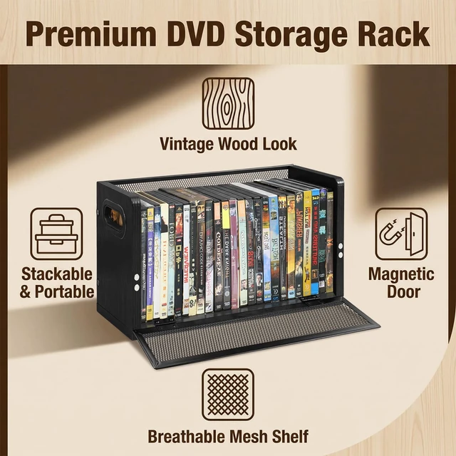 Alt view image 2 of 7 - DVD Storage Rack - 3 Pack, Holds 84 DVD Cases or 96 Blu-ray Cases Desktop/Closet DVD/Blu-ray Rack, Space-saving, Holds Game Cases/Papers/Cards, Sturdy Metal, Compact