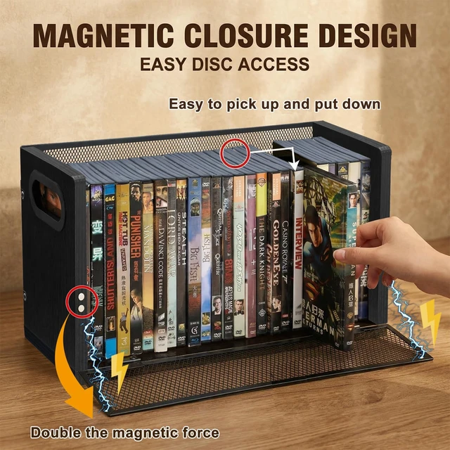 Alt view image 4 of 7 - DVD Storage Rack - 3 Pack, Holds 84 DVD Cases or 96 Blu-ray Cases Desktop/Closet DVD/Blu-ray Rack, Space-saving, Holds Game Cases/Papers/Cards, Sturdy Metal, Compact