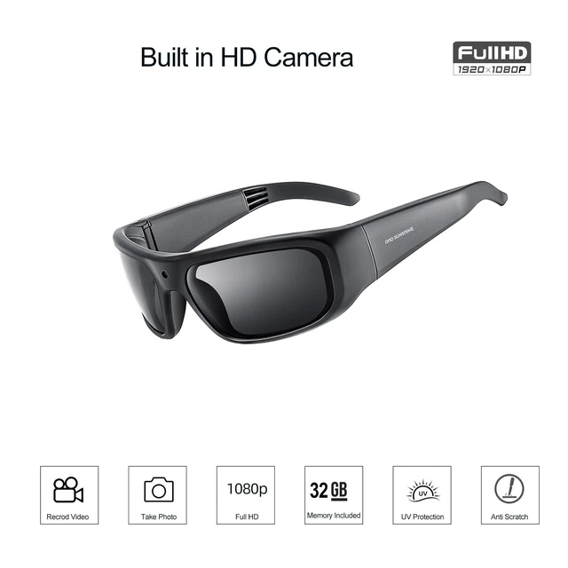 Alt view image 2 of 7 - UltraLight Smart Glasses with Camera, 24MP 1080P Video Builtin Memory 1080P Camera Glasses, RecordWhileCharging, Water Resistant, Polarized Lens, HandsFree Video for Cycling, Hiking & Running