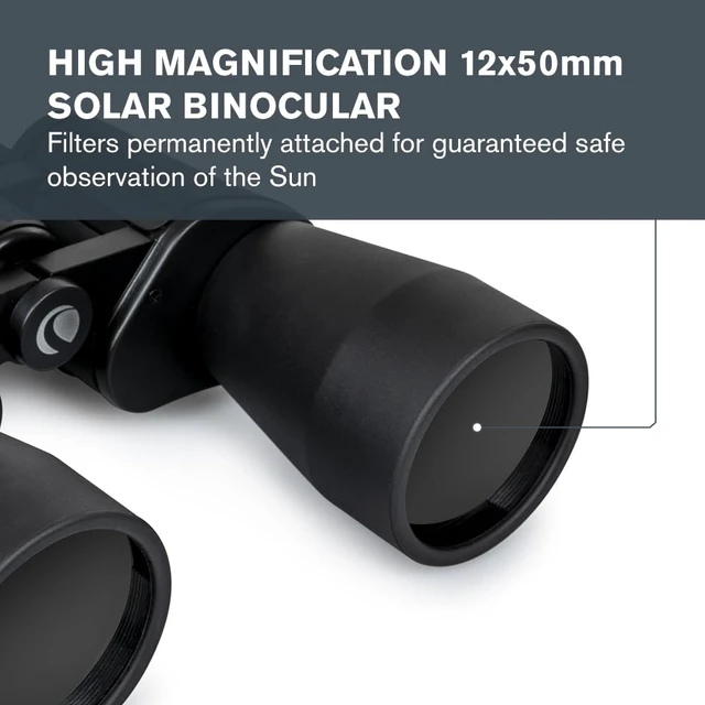Alt view image 2 of 7 - EclipSmart Safe Solar Eclipse Binoculars Large Aperture 12x50 ISO 12312-2 Compliant, Safe Solar Binocular with Permanent Filter, View the Sun, Eclipses & Sunspots, Large 50mm Lenses