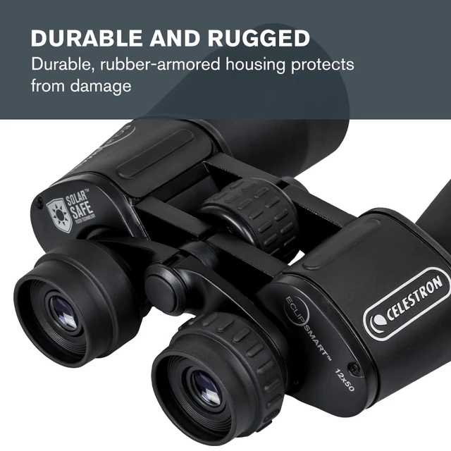 Alt view image 6 of 7 - EclipSmart Safe Solar Eclipse Binoculars Large Aperture 12x50 ISO 12312-2 Compliant, Safe Solar Binocular with Permanent Filter, View the Sun, Eclipses & Sunspots, Large 50mm Lenses