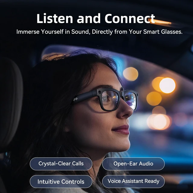 Alt view image 7 of 7 - AI Smart Glasses with HD Camera, BT Call, 8MP Anti-Shake Camera Glasses with 1080P Video Recording Dual Mic, Simultaneous Interpretation/GPT Identify Objects, Photochromic Lens