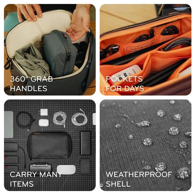 Alt view image 4 of 7 - Tech Pouch, Kelp, Electronics Organizer for Travel or Everyday Carry, Origami-Style Storage, Cable Pass-Through, Weatherproof Recycled Nylon, Gear Carry Bag for Men and Women