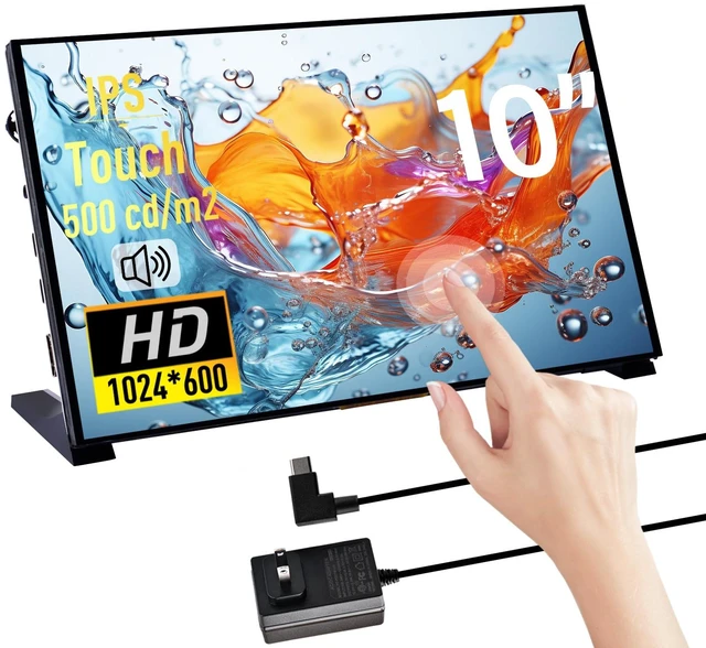 Main image of 10.1 inch Capacitive Touchscreen for Raspberry Pi, HDMI Monitor IPS 1024X600 LCD Display with Dual-Speaker for Raspberry Pi 5/4B/3B+/3B/B+, with Mount Hole to Install Raspberry Pi Board