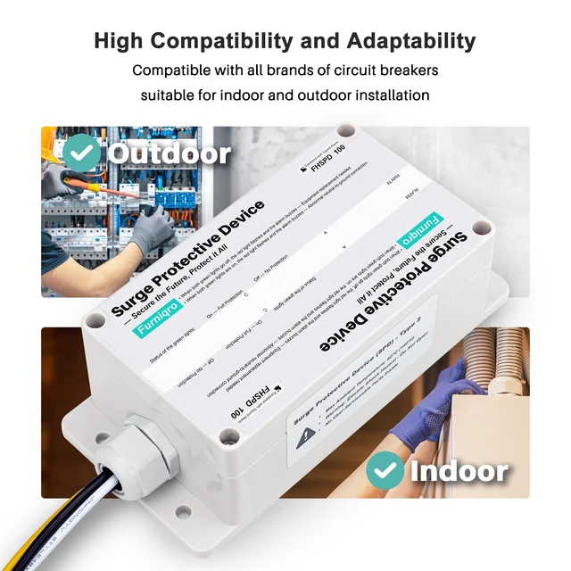 Alt view image 5 of 7 - FHSPD100 Whole House Surge Protector FS100 Surge Protector Whole House Surge Protection Device Rated for 100,000 Amps, Whole Home Surge Protector, Indoor/Outdoor Use, 120/240V