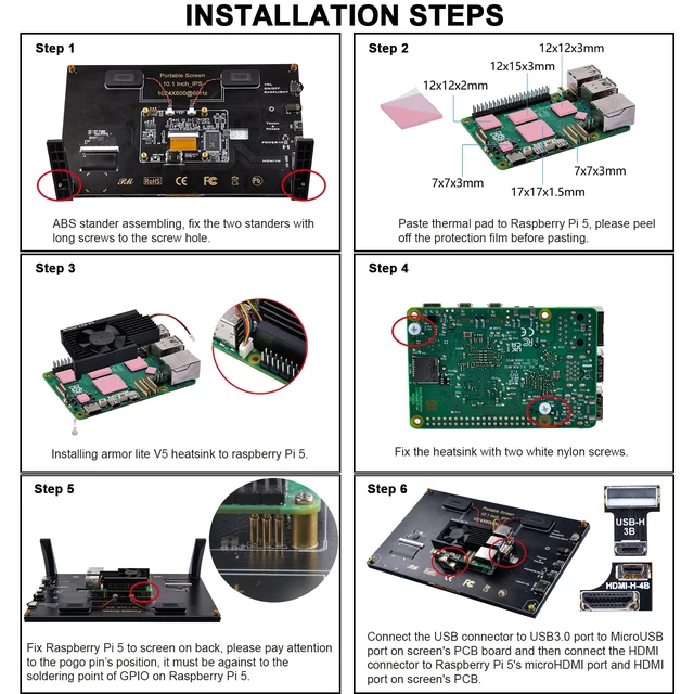 Alt view image 6 of 7 - 10.1 inch Capacitive Touchscreen for Raspberry Pi, HDMI Monitor IPS 1024X600 LCD Display with Dual-Speaker for Raspberry Pi 5/4B/3B+/3B/B+, with Mount Hole to Install Raspberry Pi Board