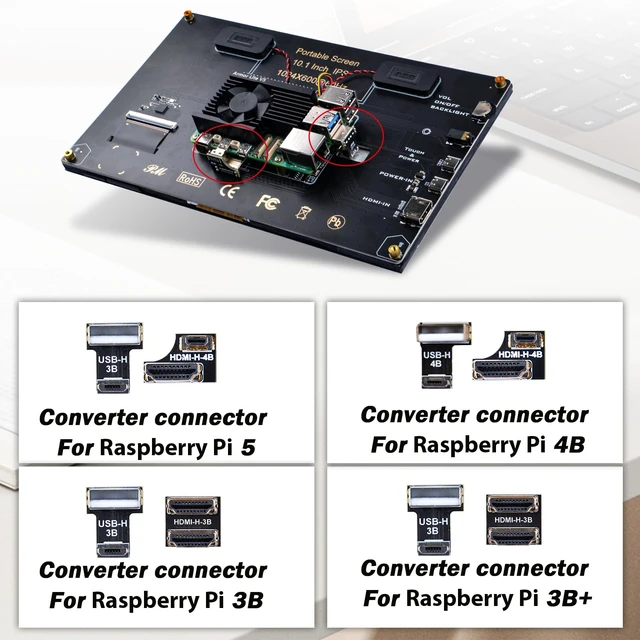 Alt view image 5 of 7 - 10.1 inch Capacitive Touchscreen for Raspberry Pi, HDMI Monitor IPS 1024X600 LCD Display with Dual-Speaker for Raspberry Pi 5/4B/3B+/3B/B+, with Mount Hole to Install Raspberry Pi Board