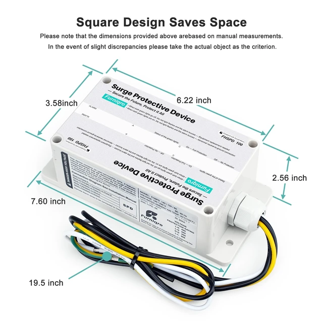 Alt view image 6 of 7 - FHSPD100 Whole House Surge Protector FS100 Surge Protector Whole House Surge Protection Device Rated for 100,000 Amps, Whole Home Surge Protector, Indoor/Outdoor Use, 120/240V