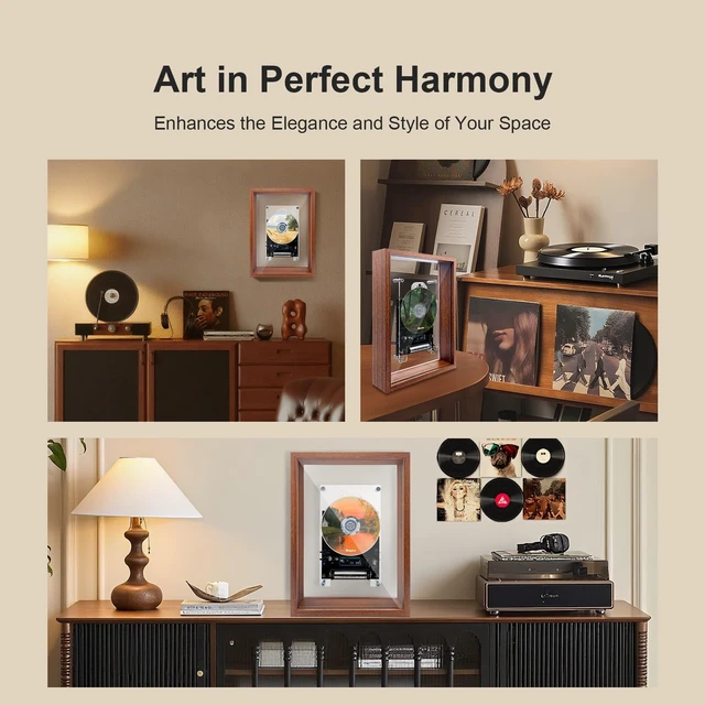 Alt view image 7 of 7 - Wood Frame CD Player for Wall or Desk, BT Transmitter, Rechargeable Wall Mounted CD Player, Bluetooth Rechargeable, Retro Wood Frame, Transparent Acrylic Disc, LED Display, Remote
