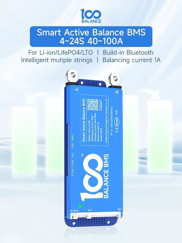 Alt view image 2 of 7 - DALY Smart BMS 12V-24V 60A Built-in 1A Active Balancer Bluetooth App Monitoring. 4S-8S LiFePO4 Li-ion LTO Support. Designed for Energy Storage, RVs, Trolling Motors