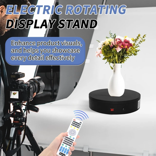 Alt view image 6 of 7 - Remote-Controlled Motorized Turntable,Motorized Rotating Display Stand,Speed-Adjustable Rotating Platform,Multi-Mode 360° Photography Turntable for 3D Scan,Photography,Showcase(13.8in/Black)