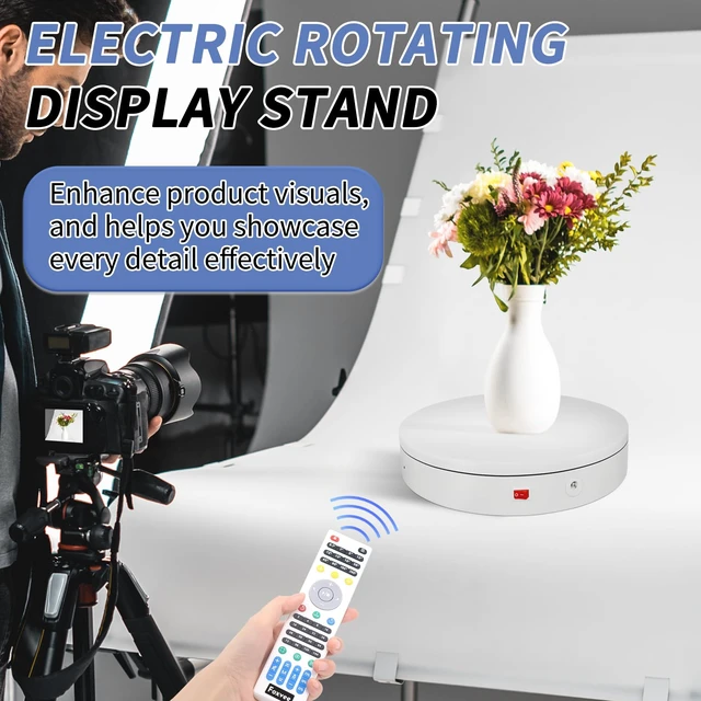 Alt view image 6 of 7 - Remote-Controlled Motorized Electric Turntable,Rotating Display Stand,Speed-Adjustable Rotating Platform,Multi-Mode 360° Photography Turntable for 3D Scan,Photography,Showcase(13.8inch/White)