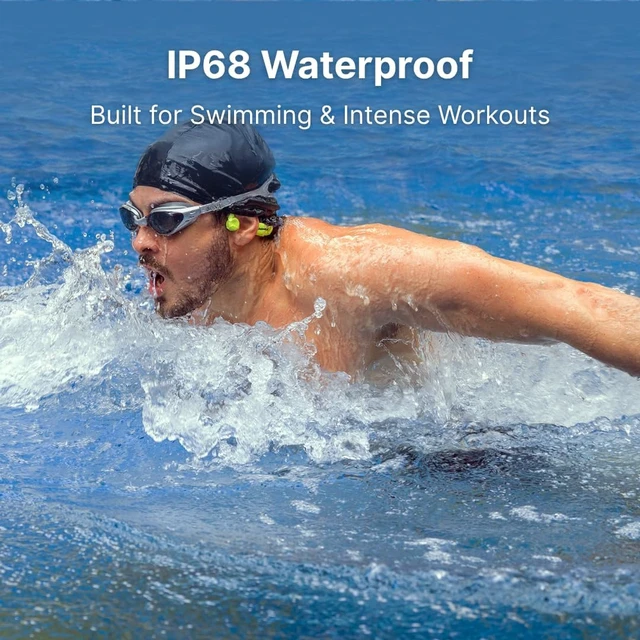 Alt view image 2 of 7 - 7Seven Bone Conduction Swimming Headphones, IP68 Waterproof Underwater, Bluetooth 6.0 with 8GB MP3 Player, Open Ear Wireless Headphones with Mic for Swimming, Running, Cycling