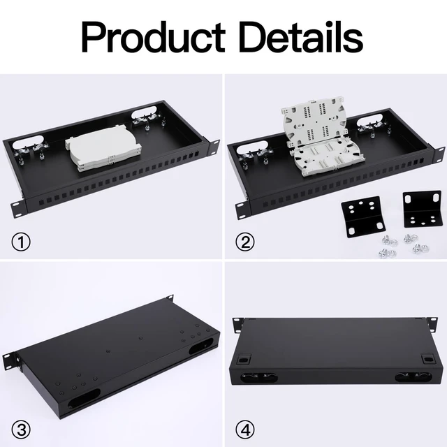 Alt view image 3 of 7 - 1U 19 Rack Mount Fiber Optic Enclosure, LGX Compatible Loaded Patch Panel Fiber Distribution Box for Rack Cabinet, Includes 2PCS Splice Trays, Maximum Capacity 48 Fibers