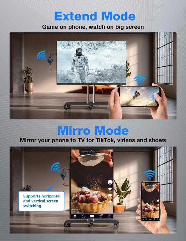 Alt view image 6 of 7 - Wireless HDMI Display Adapter, Plug & Play, 5G AirPlay/Miracast/DLNA for iOS/Android/Windows/Mac, mirror or extend, 4K 5G for TV/projector/monitor